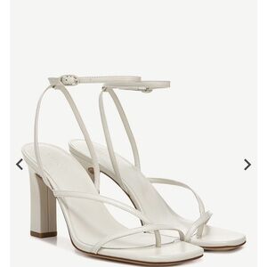 Vince Qiana White Leather Strappy Square-Toe Heels